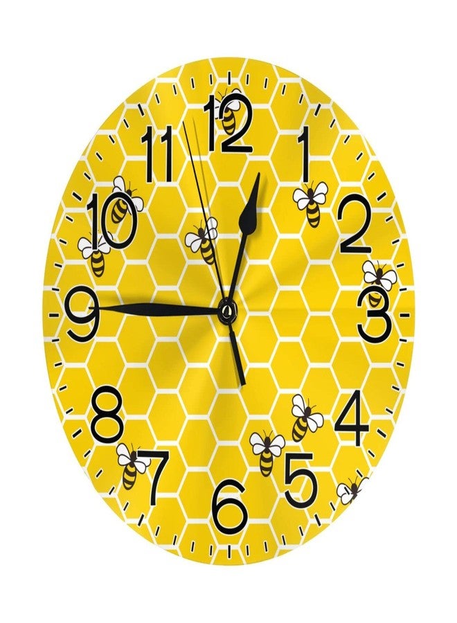 BOKEKANG Yellow Bees and Honey Wall Clock Bees Round Wall Clock Silent Non Ticking Clock 10 Inch Round Clocks Home Decor for Office School Kitchen Living Room - Image 1